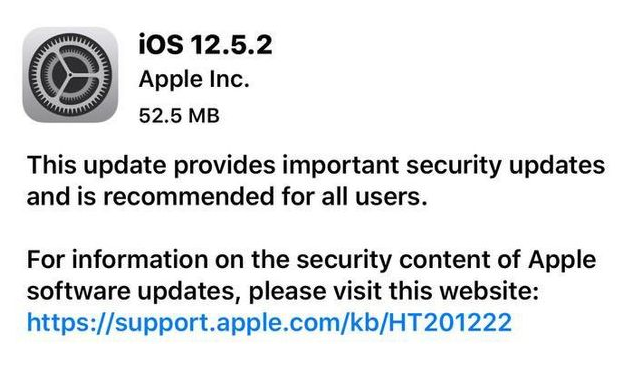 灵石苹果手机维修分享iOS12.5.2发布，建议所有老苹果用户安装 